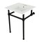 Kingston Brass 25 Console Sink with Brass Legs 4Inch, 3 Hole, WhiteMatte Black KVBH25227W4B0 - alternate 1